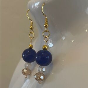 Elegant Blue and Gold Dangle Earrings